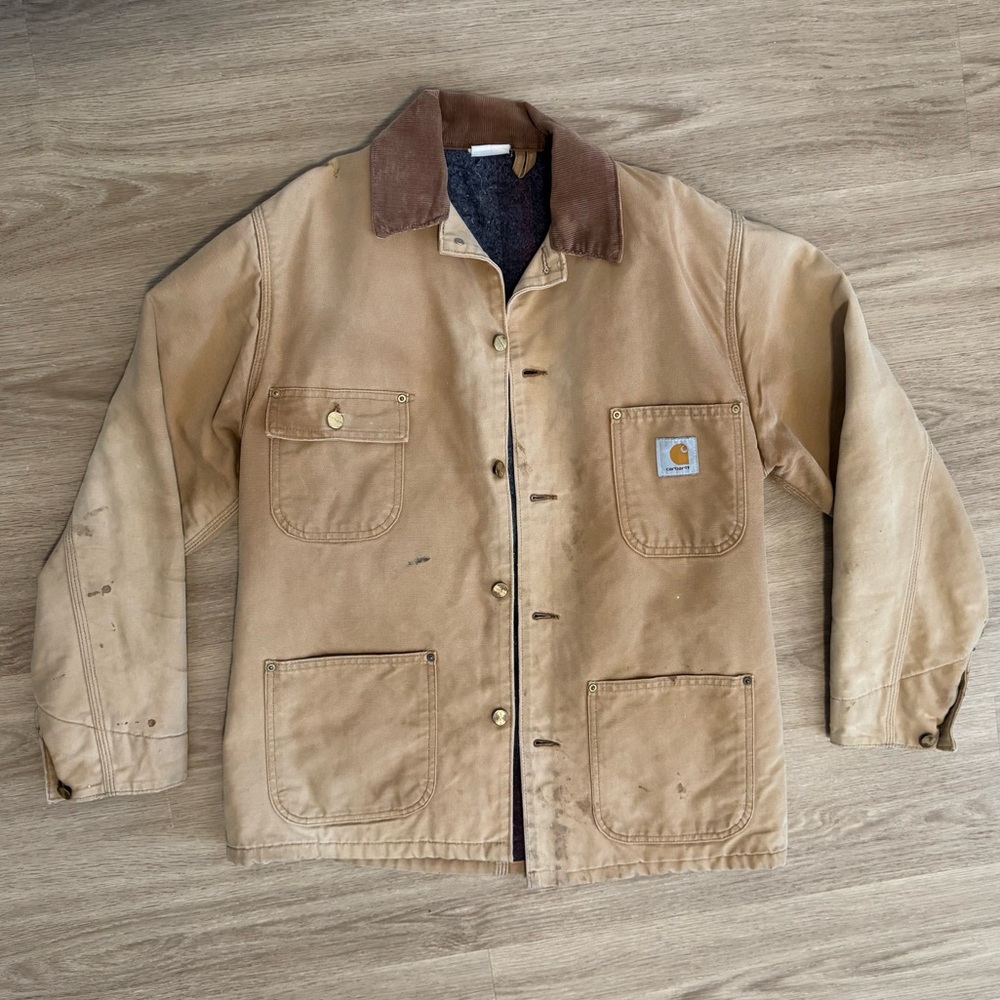 Carhartt Jacket Vintage Chore Duck Canvas Blanket Lined Made in USA Mens Large
